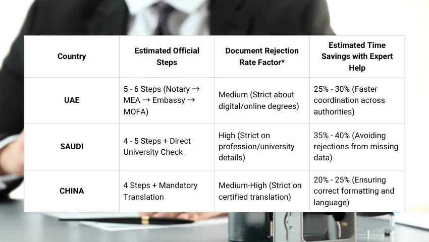 UAE, Saudi & China document attestation differences
